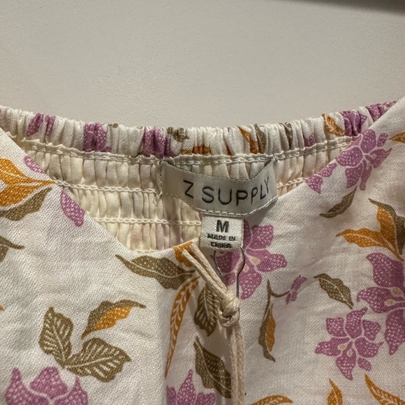 Z Supply Cream Mini Dress with Pink and Mustard Floral Print - Picture 3 of 4